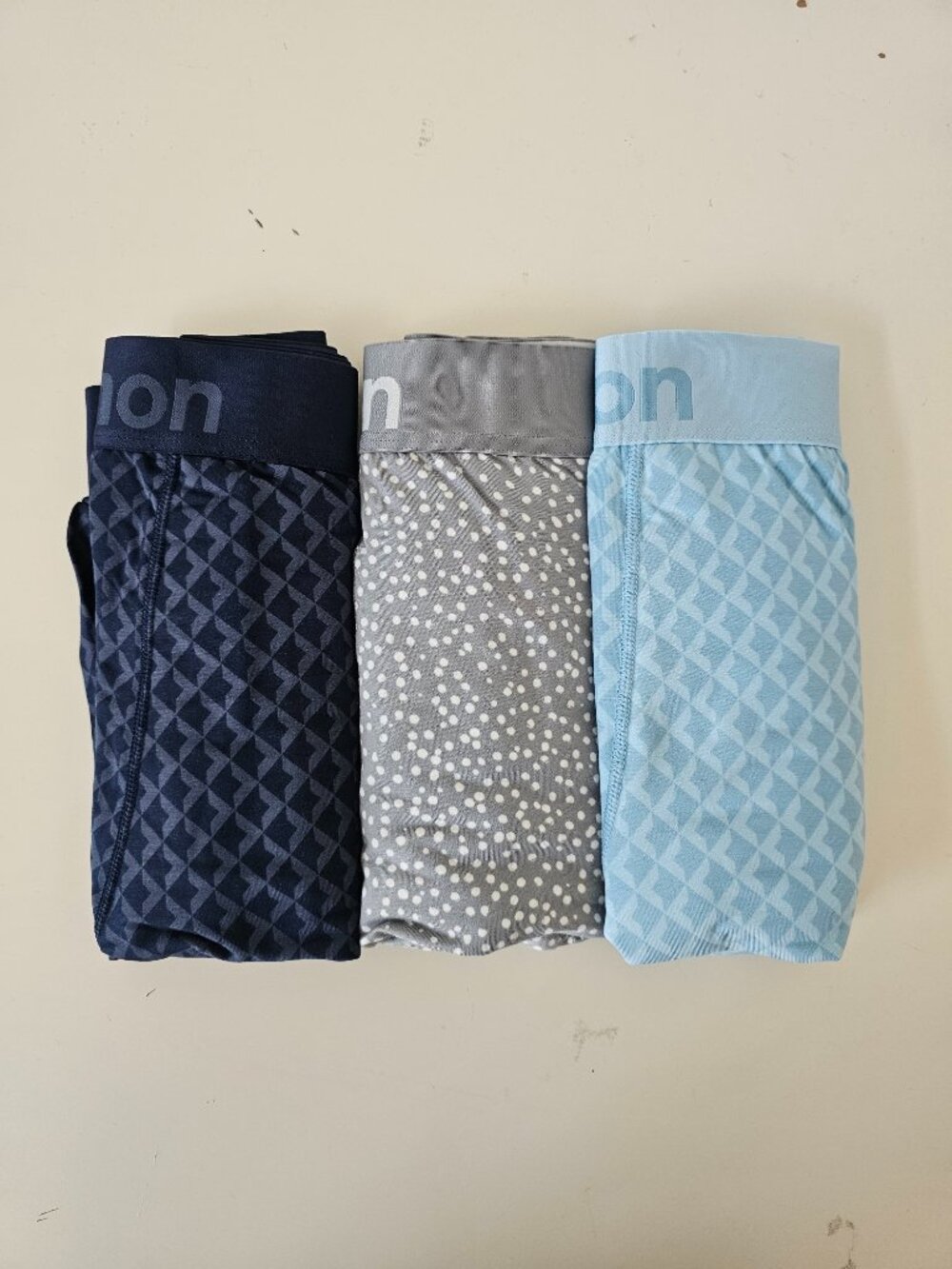 NIB LULULEMON Navy Geo Gray Dot Blue Always In Motion Modal Boxer 5" XXL 3-Pack